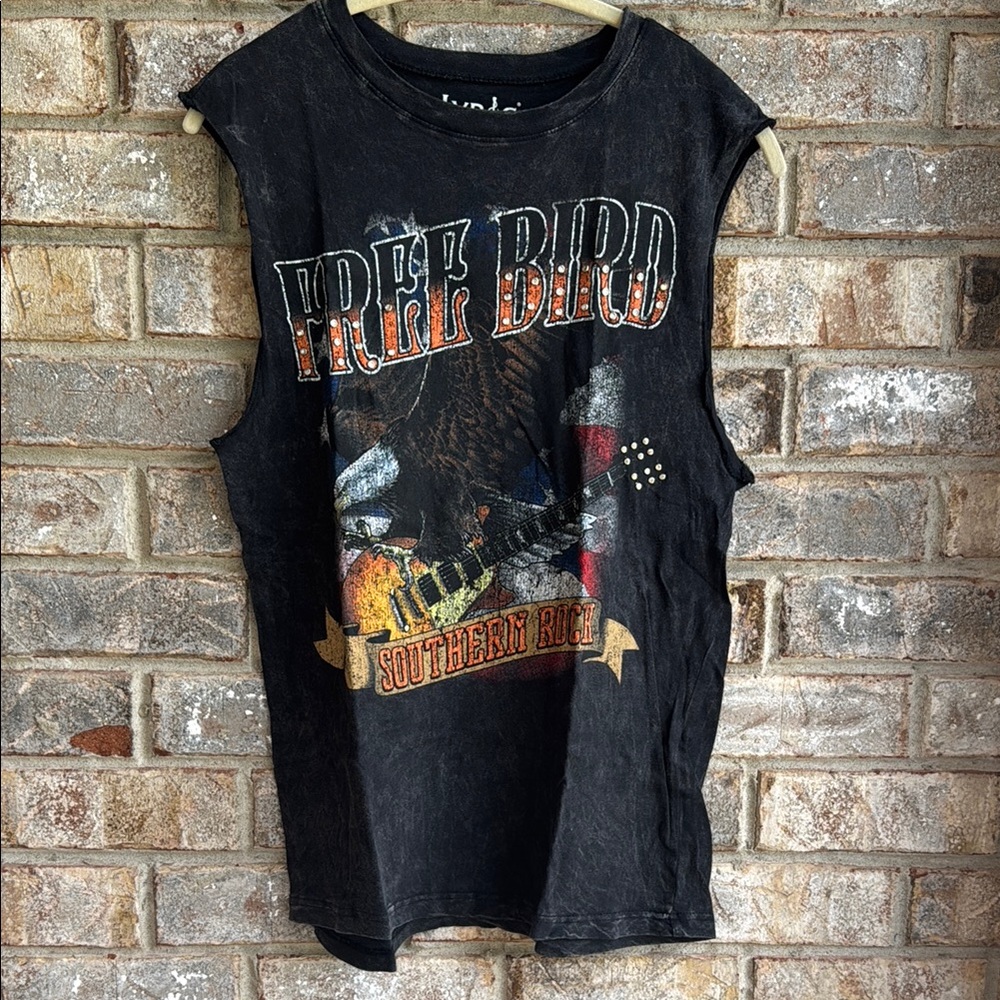 Black Vintage-Style Graphic Tank Top with embellishments